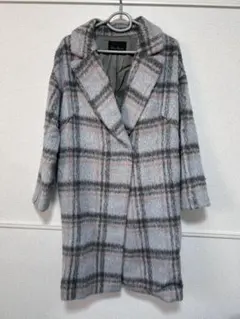 アーバンリサーチ チェックシャギーコート グレー サイズフリー