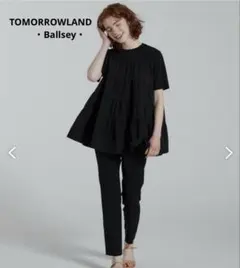 コットンジャージーコンビ ティアードプルオーバー　ブラックSサイズBallsey