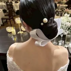 リボンボンネ 結婚式 ヘアアクセ