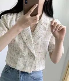 サマーツイードショートジャケット ホワイト