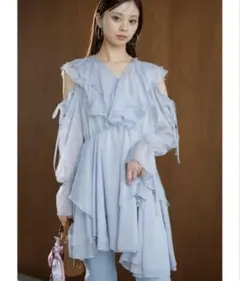 snidel Sustainableプリントフリルミニワンピース