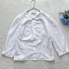 【美品】定番　アニエスベー　コットン　丸襟　ブラウス　七分袖　ホワイト　36