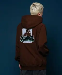 X-LARGE ブラウン フード付きパーカー