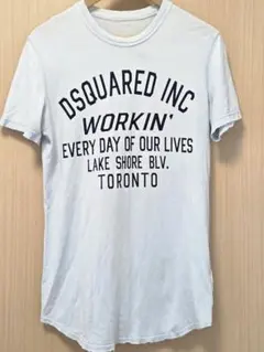 DSQUARED2 プリント Tシャツ　水色　ダメージ加工　古着加工