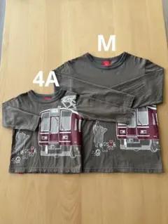 OJICOの長袖Tシャツ　阪急電車と動物柄　4AとMサイズ