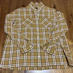 クロコダイル ブラウン系チェック 長袖シャツ