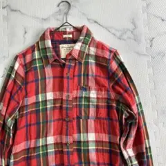 ✨美品✨Abercrombie & Fitchアバクロ　長袖チェックシャツ赤系L
