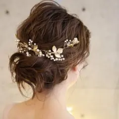 ヘッドドレス ゴールド リーフ パール