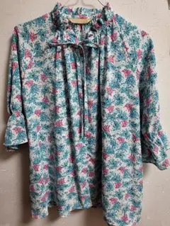 PAUL & JOE 花柄 五分袖ブラウス L