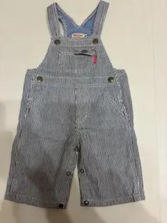 MIKI HOUSE ストライプ　オーバーオール M 長さ調節可　80 90