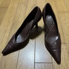 DIANA ブラウン レザー ポインテッドトゥ ハイヒール24cm