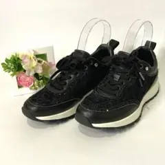 極美品　プラスダイアナ　＋diana レースチュールスニーカー　黒　22cm