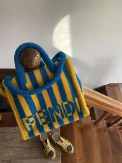 レア FENDI トートバッグ イエロー ブルーのサムネイル