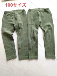 ユニクロキッズ ボトムス　レギンス オリーブグリーン　100サイズ