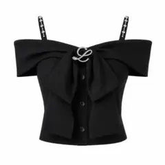 ルミニョン　Ribbon off-shoulder Bijou camitop ルミニョン Ribbon off-shoulder Bijou cami top - メルカリ