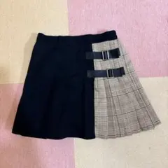 ベルト付き チェック柄 切り替え スカート