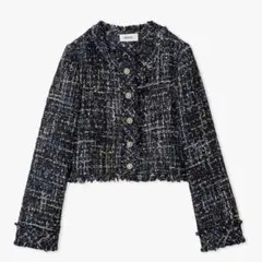 新品 スナイデル ツイードジャケット Sサイズ ノーカラー ネイビーのサムネイル