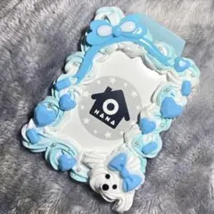 【現品】ホイップデコ トレカケース トイプードル 2色絞りリボン 水色ブルー