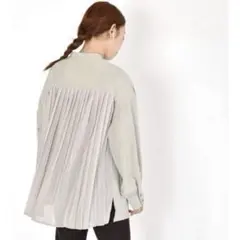 w closet バックプリーツ シャツ ブラウス Mグレー系 長袖 トップス