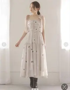 スナイデル　FLOWER COLLECTIONプリントショルダーリボンワンピース