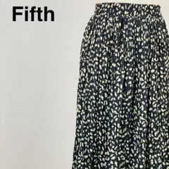 fifth　フィフス　 スカート　レオパードプリーツスカート　ブラックＭ