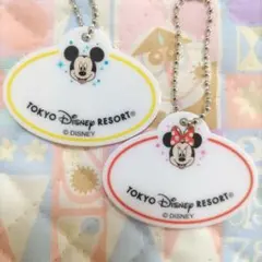 ディズニー　キーチェーン　ネームタグ　ネームプレート　ミッキー 3　ミニー 3