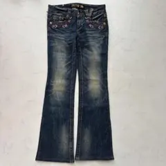 y2k REDPEPPER デニム フレア 平成ギャル 刺繍 26（D947）