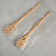柘植　つげ　簪　かんざし　2本セット　椿油　①　つげのくし　工芸品　日本髪　着物
