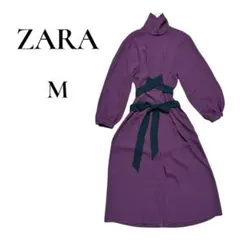 ZARA ハイネック ワンピース　ボルドー　Mサイズ