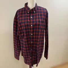 GAP メンズ 長袖シャツ チェック柄 レッド ネイビー