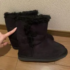 【格安】ブラックムートンブーツ サイドボタン 38 24.0~24.5cm