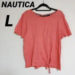NAUTICA コーラルピンク Tシャツ 【L】前結び　レディース　シンプルのサムネイル