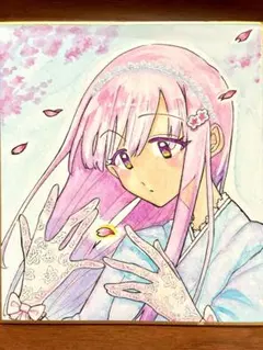 ゆ*り様 手描きイラスト オリジナルイラスト アナログイラスト 色紙イラスト 原 原画】手描き アナログ オリジナルイラスト 大色紙 No.74 - メルカリ