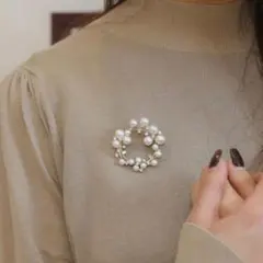 入学式 パール フォーマル レディース ブローチ ゴールド 結婚式