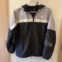 adidas ウィンドブレーカー 黒/グレー フード付き