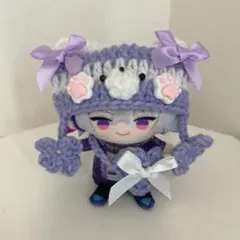 にじぱぺっと にじぱぺ 10cmぬい服 ぬい帽子 猫耳ニット帽　紫　y2k