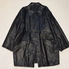 新品タグ付 ラマンドラ Lamandora 羊革 豚革 切替 ロングコート 黒 