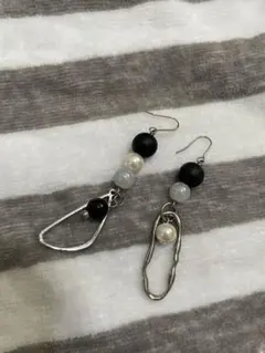 左右非対称　大ぶりピアス♡ボウル＆パール　ハンドメイド