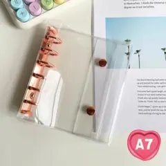 ピンクゴールド バインダー 透明 A7 6穴 クリアファイル シール帳 手帳