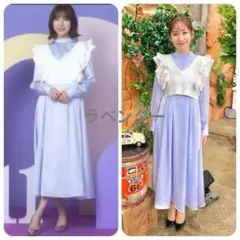 CELFORDセルフォード小倉優子プリントリボンノースリーブワンピース38