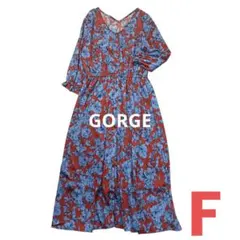 GORGE 七分袖花柄ロングワンピース