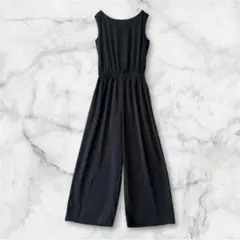 &byP&D/ブラック ノースリーブ ワイドレッグオールインワンパンツ ポケット