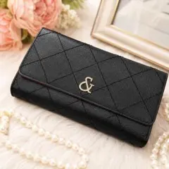 【美品】&by Pinky&Daianneキルティングデザイン 長財布 ブラックのサムネイル
