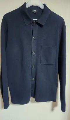 UNIQLO ユニクロ ミラノリブシャツカーディガン L ネイビー