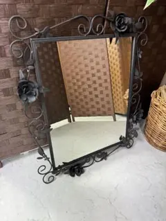 アンティーク調アイアンワークミラー