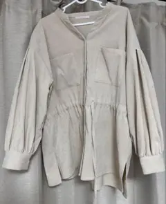 ベージュ スエード風 シャツ 長袖
