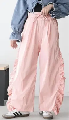 サイドギャザーボリュームパンツ ナイロン100%フリーサイズ