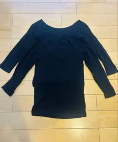 MUJI 綿であったかＶネック八分袖Ｔシャツ