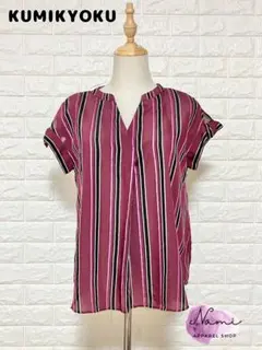 組曲KUMIKYOKU カットソー 袖無し ストライプ Vネック サイズ2(M)