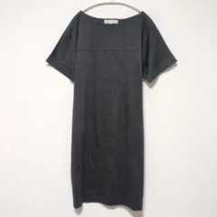 美品 自由区 膝又ワンピース チュニック チャコールグレー 38 M 半袖のサムネイル